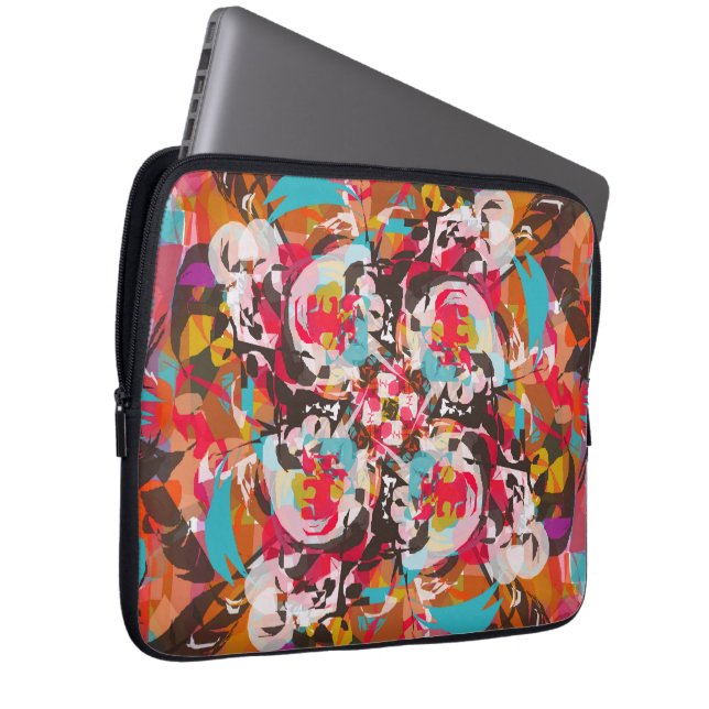 Kleurrijk Bloemen Abstract Design Laptop Sleeve (Voorkant Rechts)