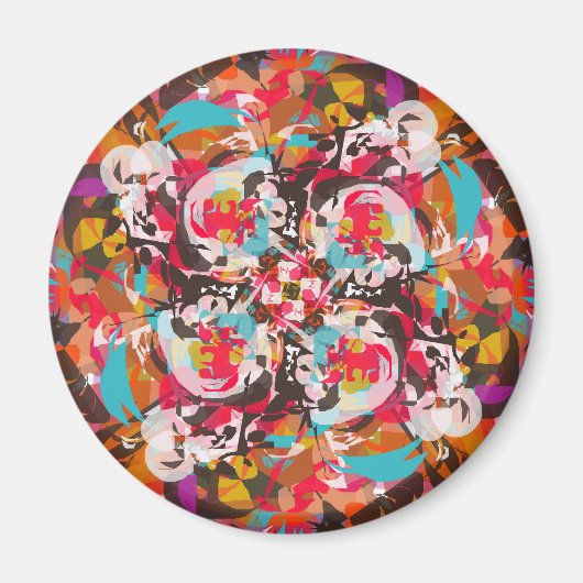 Kleurrijk Bloemen Abstract Design Magneet (Voorkant)