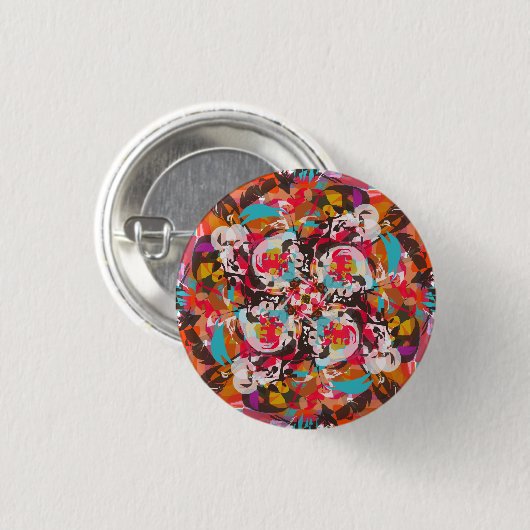 Kleurrijk Bloemen Abstract Design Ronde Button 3,2 Cm (Voorkant /achterkant)