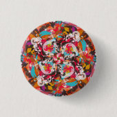Kleurrijk Bloemen Abstract Design Ronde Button 3,2 Cm (Voorkant)