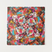 Kleurrijk Bloemen Abstract Design Wandkleed (Voorkant (horizontaal))