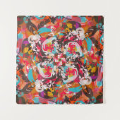 Kleurrijk Bloemen Abstract Design Wandkleed (Voorkant)