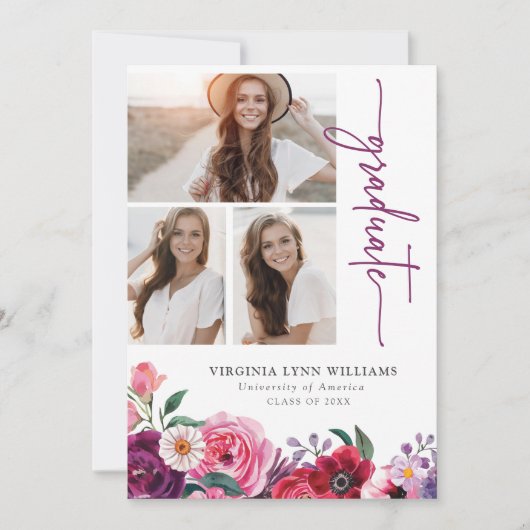 Kleurrijk Bloemen Afstuderen Aankondiging (Voorkant)