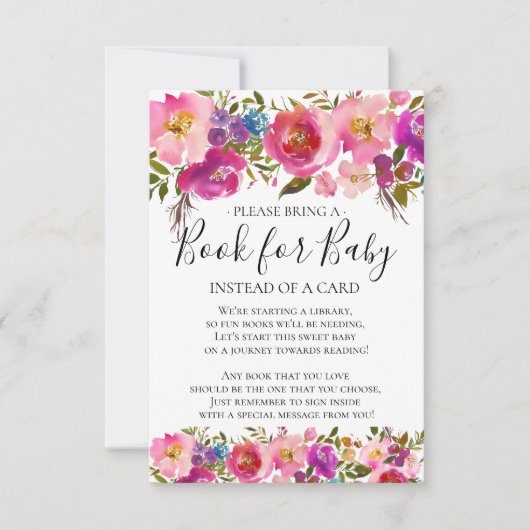 Kleurrijk Bloemen Baby shower Boek voor Baby Kaart (Voorkant)