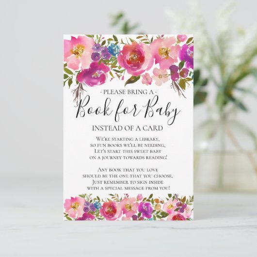 Kleurrijk Bloemen Baby shower Boek voor Baby Kaart (Staand voorkant)