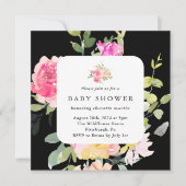 Kleurrijk Bloemen Baby shower QR Code Zwart Kaart (Voorkant)