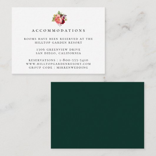 Kleurrijk Bloemen Boeket Bruiloft Accommodaties Informatiekaartje (Voorkant / Achterkant)