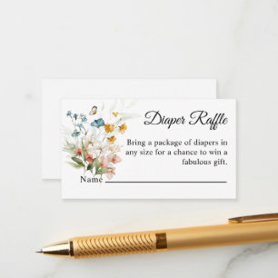Kleurrijk Bloemen Boeket Luier Raffle Baby shower Informatiekaartje