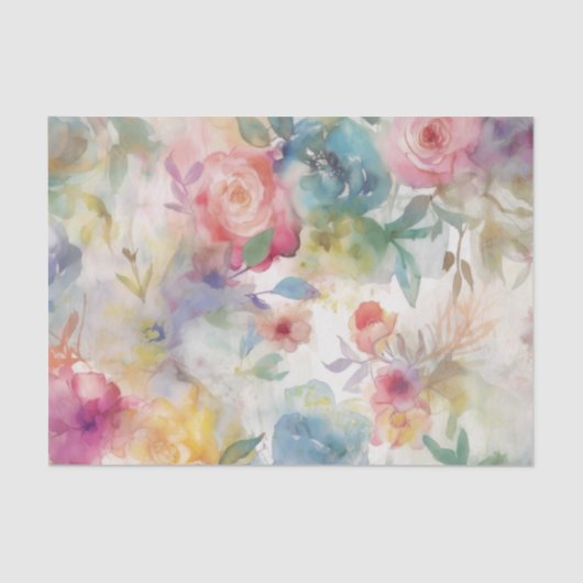  Kleurrijk Bloemen Botanisch Patroon Tissuepapier (Voorkant)