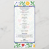 Kleurrijk Bloemen Bruiloftsprogramma Fiesta de Amo Menu (Achterkant)