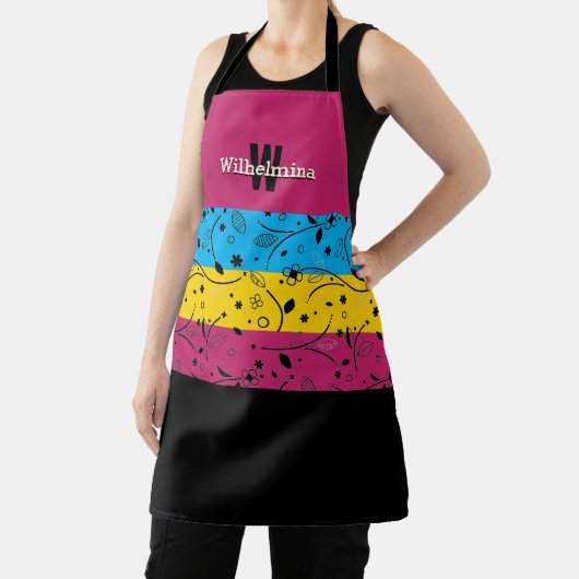 Kleurrijk | Bloemen | Gepersonaliseerd monogram Schort (Insitu)