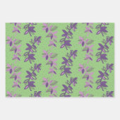 Kleurrijk bloemen, groen en paars verpakkingspapie inpakpapier vel (Voorkant)