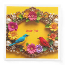 Kleurrijk Bloemen Lijst met Levendige Vogels