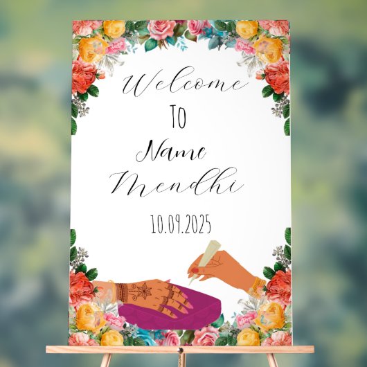 Kleurrijk bloemen Mendhi teken Acryl Bord (Neutraal)