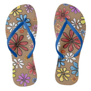 Kleurrijk Bloemen Paar Slippers Teenslippers