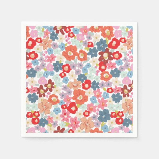 Kleurrijk Bloemen Papier Party Servet (Voorkant)