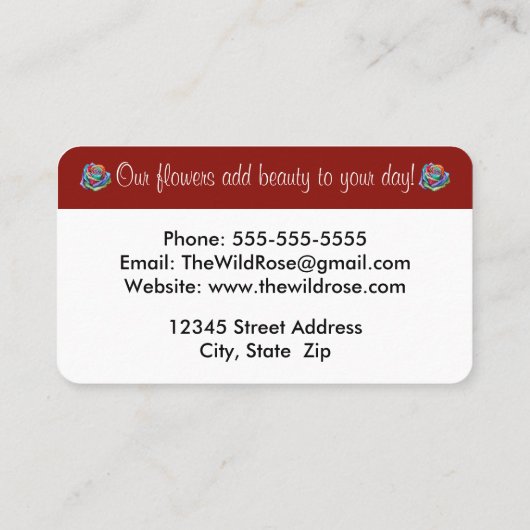 Kleurrijk Bloemen Roos Bloemen Shop Designer Owner Visitekaartje (Achterkant)