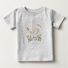 Kleurrijk bloemen T-shirt voor baby's met vogeltje