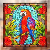 Kleurrijk Bloemen Tropische Parrot Faux Glas in lo Raamsticker (Vel 2)