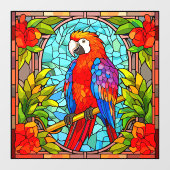 Kleurrijk Bloemen Tropische Parrot Faux Glas in lo Raamsticker (Vel)