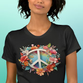 Kleurrijk Bloemen Vredesbord T-shirt