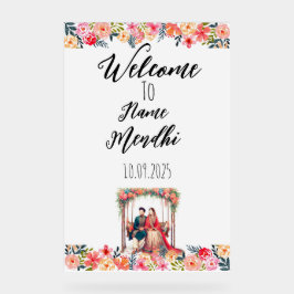 Kleurrijk bloemenacryl Mendhi teken Acryl Bord