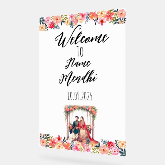 Kleurrijk bloemenacryl Mendhi teken Acryl Bord (Hoek)