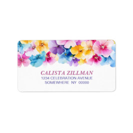 Kleurrijk bloemenadres etiket