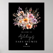 Kleurrijk, Bloemenboeket Baby shower Poster (Voorkant)