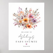 Kleurrijk, Bloemenboeket Baby shower Poster (Voorkant)