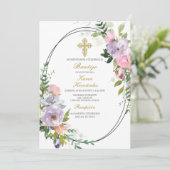 Kleurrijk bloemenboeket Doop Spaans Kaart (Staand voorkant)