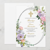 Kleurrijk bloemenboeket Doop Spaans Kaart (Voorkant / Achterkant)