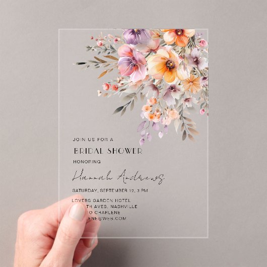 Kleurrijk, bloemenboeket Vrijgezellenfeest Acryl Uitnodigingen (Insitu (Draagbaar))