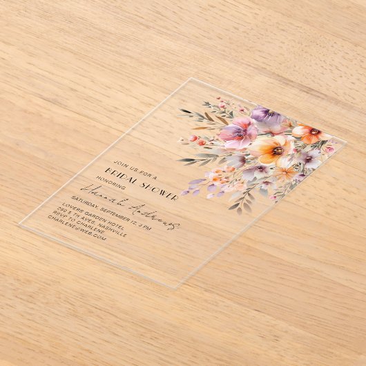 Kleurrijk, bloemenboeket Vrijgezellenfeest Acryl Uitnodigingen (Laagn)