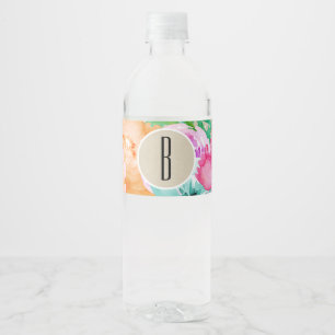 Kleurrijk Bloemend Modern Rustiek Botanisch Kraft Waterfles Etiket