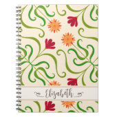 Kleurrijk bloemendamask zonnebloempatroon Mooie vo Notitieboek (Voorkant)