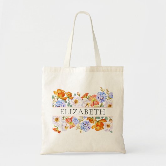 Kleurrijk bloemendesign bruidsmeisje aangepaste na tote bag (Voorkant)