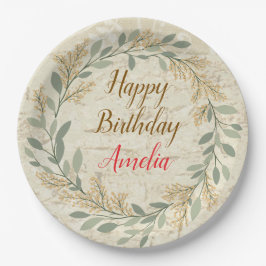 Kleurrijk Bloemendesign Verjaardagsbord Papieren Bordje