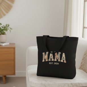 Kleurrijk Bloemendesign voor Mama met Varsity-uits Tote Bag