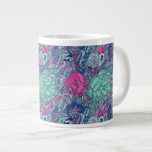Kleurrijk Bloemendoodlepatroon Grote Koffiekop