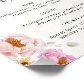 Kleurrijk Bloemendrankenmenu Bruidsdouche Poster (Hoek)