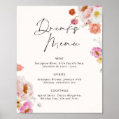 Kleurrijk Bloemendrankenmenu Bruidsdouche Poster (Voorkant)
