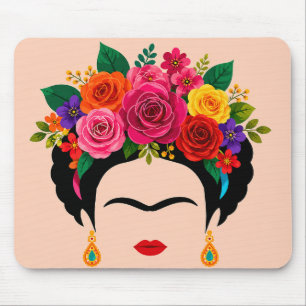 Kleurrijk Bloemenkroon Muismat Frida Geïnspireerd