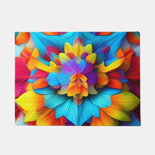 Kleurrijk bloemenmandala ontwerp deurmat (Voorkant)