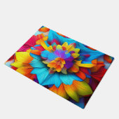 Kleurrijk bloemenmandala ontwerp deurmat (Schuin)