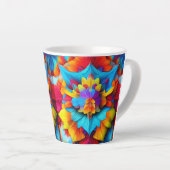 Kleurrijk bloemenmandala ontwerp latte mok (Rechterhoek)