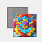 Kleurrijk bloemenmandala ontwerp magneet (Voorkant / Achterkant)