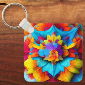 Kleurrijk bloemenmandala ontwerp sleutelhanger (Voorkant)