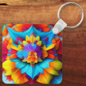 Kleurrijk bloemenmandala ontwerp sleutelhanger (Achterkant)