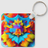 Kleurrijk bloemenmandala ontwerp sleutelhanger (Achterkant)